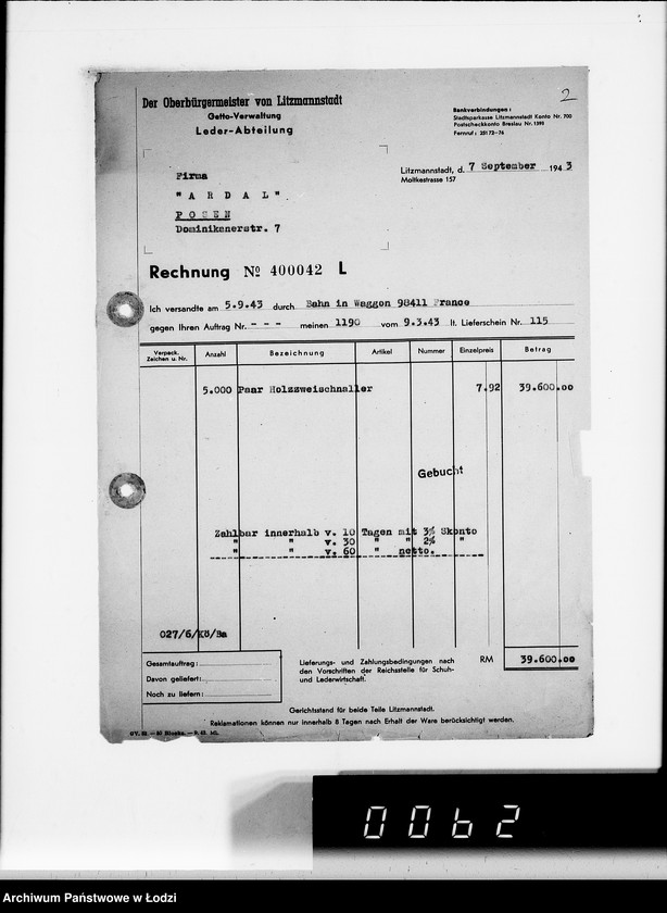 Obraz 6 z jednostki "63 III Produktionsaufgabe Gemeinschaft. Schuhe, Arbeitsauftrag 1190, Auslieferung"