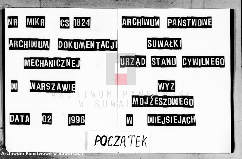 image.from.unit.number "Duplikat akt urodzonych, zaślubionych i zmarłych urzędnika Stanu Cywilnego wyznania mojżeszowego Okręgu Wiejsieje pro 1864"