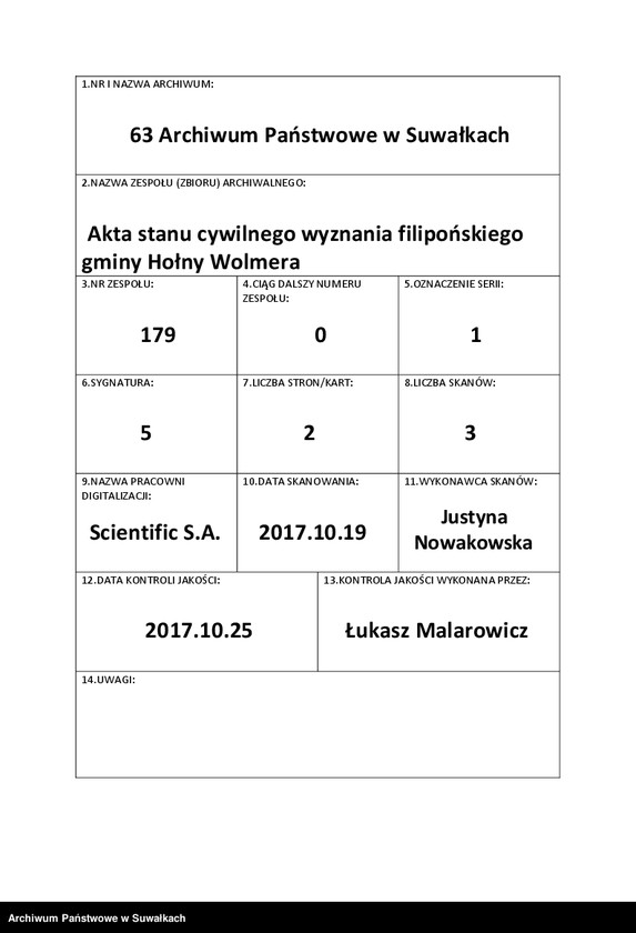 image.from.team "Akta stanu cywilnego wyznania filipońskiego gminy Hołny Wolmera"