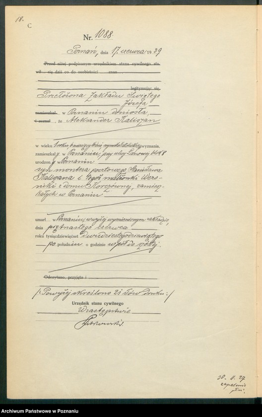 Obraz 20 z jednostki "Księga miejscowa zgonów tom III [Rejestr główny zgonów]"