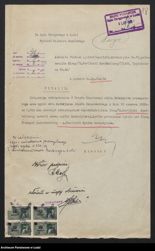 Obraz 20 z jednostki "Aron Lajb Berliński- spółka komandytowa przemysł pończoszniczy"