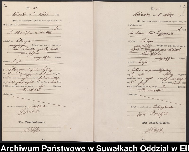 image.from.unit.number "Geburts-Haupt-Register des Königlich Preussischen Standes-Amtes Schaden Kreis Sensburg"