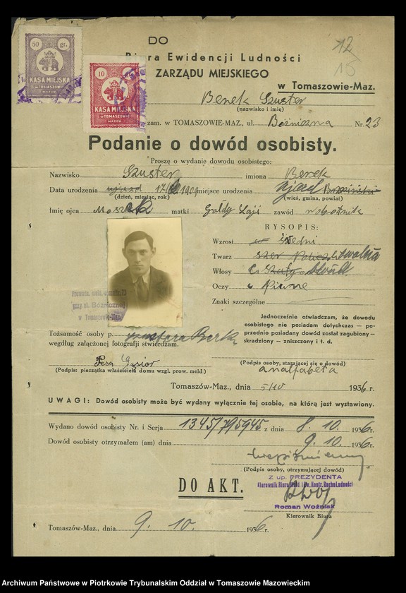 image.from.unit.number "Dowodów osobistych od nr 1334 do 1550. Tom VIII"