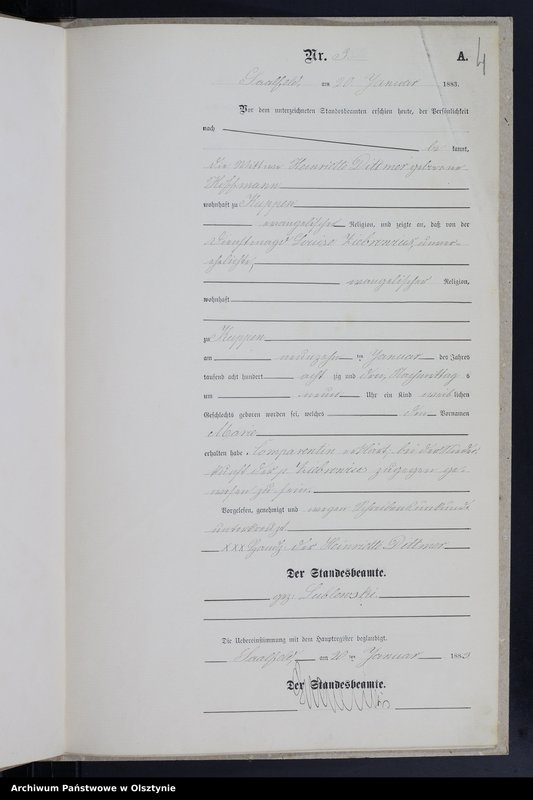 image.from.unit.number "Geburts-Neben-Register Nr 1 - 20 /Fragment księgi/"