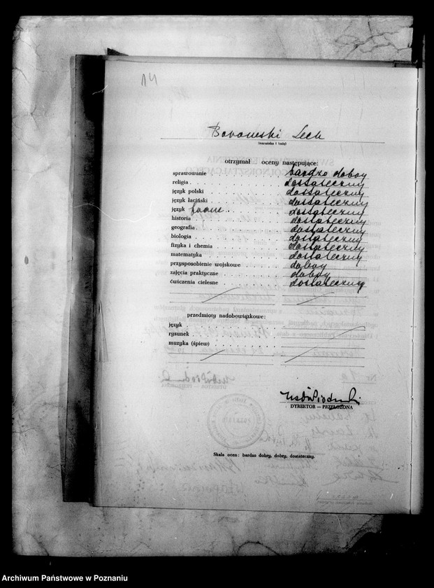 Obraz 17 z jednostki "Prywatne Liceum i Gimnazjum imienia Mickiewicza - Poznań [spis uczniów klasy II liceum oraz świadectwa ukończenia gimnazjum (IV klasy)]"