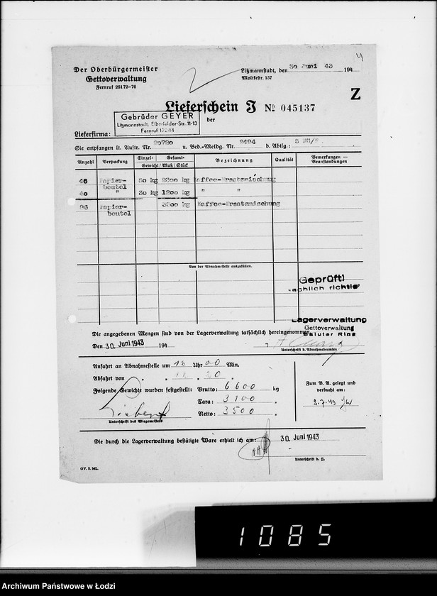 Obraz 8 z jednostki "Lebensmitteleinkauf, Aufträge, [Lieferscheinen und Rechnungen] 20461-20720"