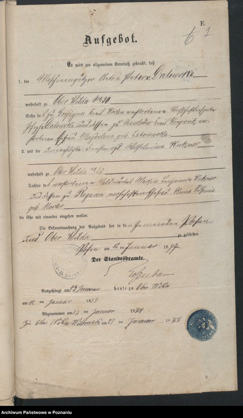 Obraz 9 z jednostki "Die von den Verlobten beizubriegenden Urkunden"