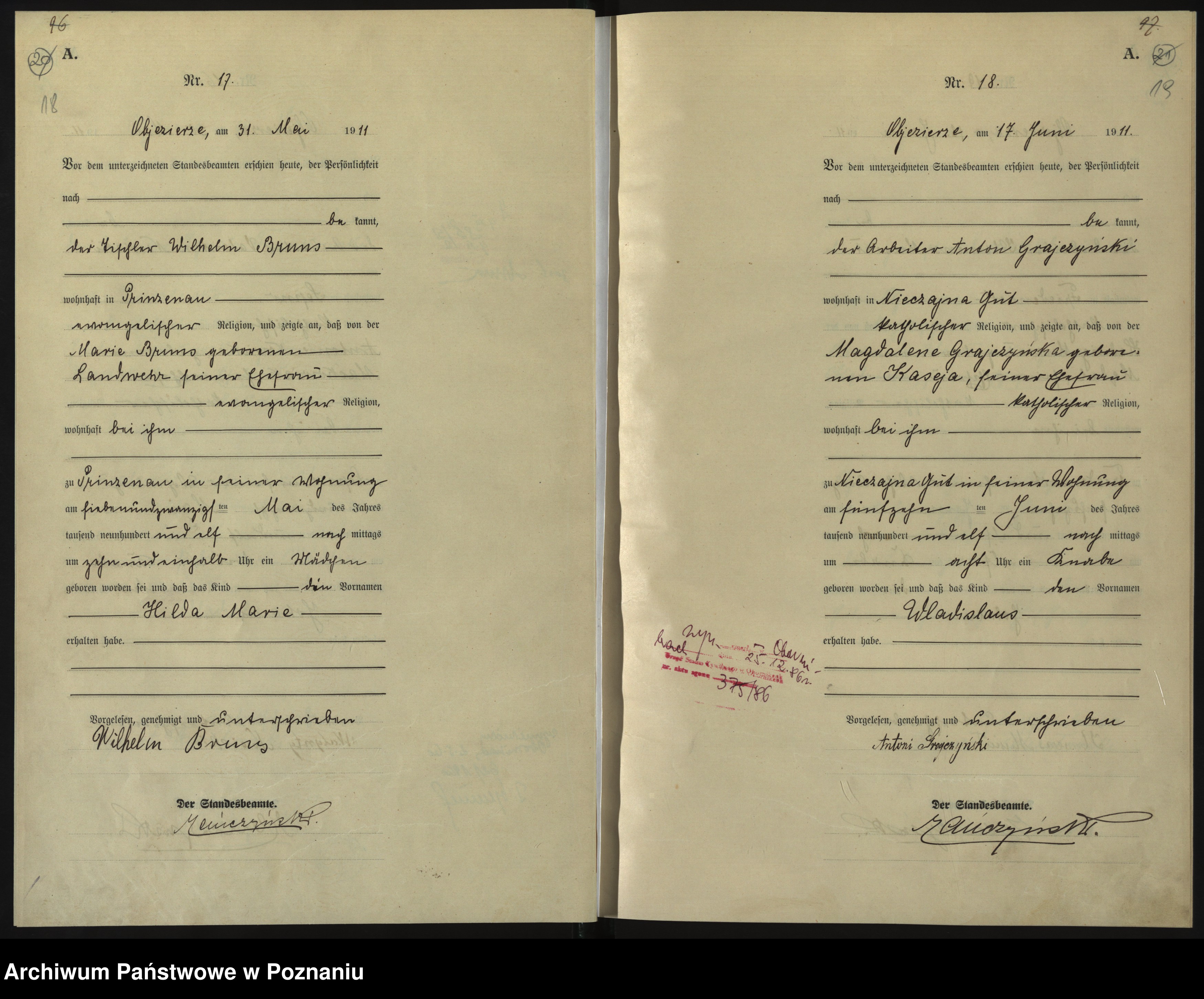 Skan z jednostki: [Rejestr główny urodzeń]