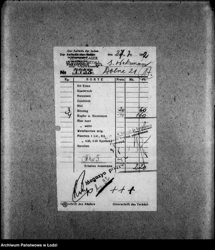 Obraz 20 z jednostki "Zentrallager für Eisen und Metall aller Arbeits-Ressorte [Zasiłki chorobowe dla pracowników wydziału, listy pracowników, zaświadczenia lekarskie]"