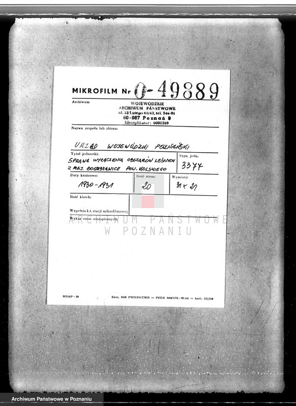 Obraz 2 z jednostki "Sprawa wyłączenia obszarów leśnych z majątku Bogusławice powiatu kolskiego"