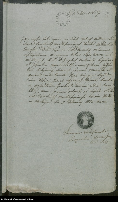image.from.unit.number "Alegaty do ksiąg urodzeń, zapowiedzi, małżeństw i zgonów z lat 1820 - 1821"