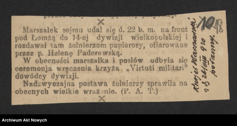 image.from.unit.number "Materiały propagandowo-informacyjne o działalności Polskiego Białego Krzyża: odezwy, przemówienia, artykuły i notatki prasowe"