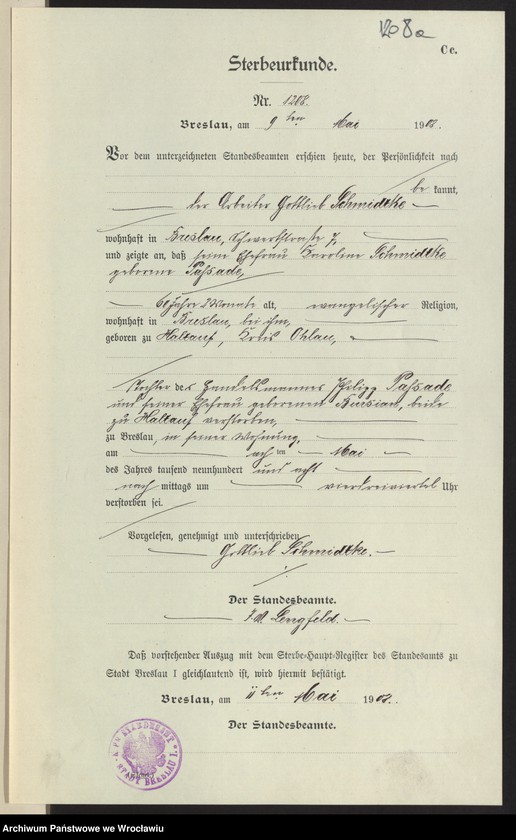 image.from.unit.number "Sterbe-Neben-Register Breslau I 1908 Band 4"