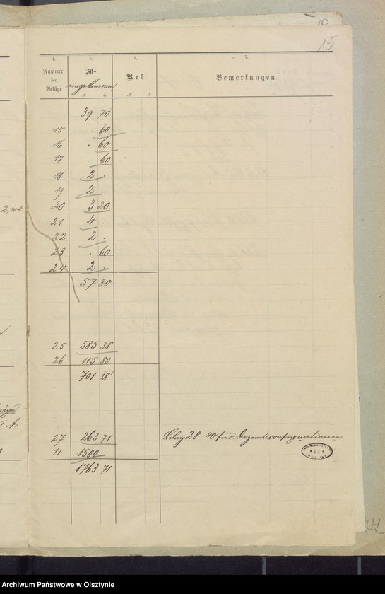 image.from.unit.number "Rechnung über Einnahme und Ausgabe der Kirchenkasse zu Widminnen"