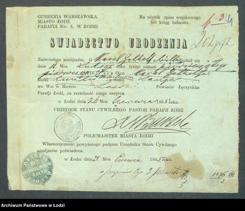 Obraz 6 z jednostki "Dowody metrykalne stałych mieszkańców m. Łodzi nr domu 1176-1178"