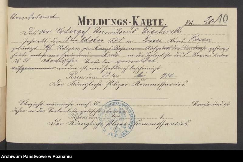 Obraz 15 z jednostki "Die von den Verlobten beigebrachten Urkunden zur Eheschliessung pro 1900"