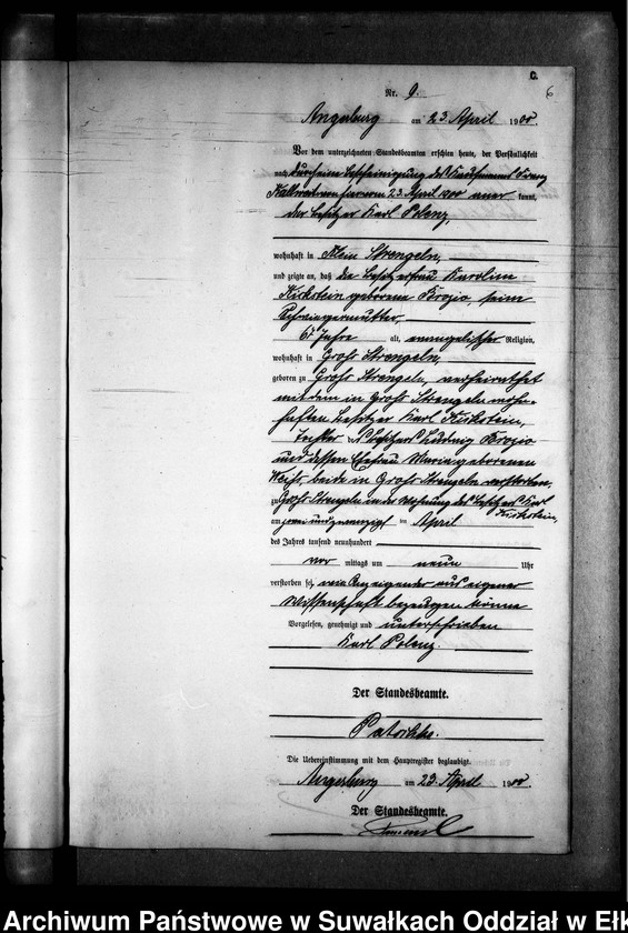 image.from.unit.number "Sterbe-Neben-Register des Preussischen Standes-Amtes Gr. Strengeln Kreis Angerburg"