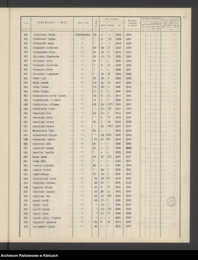 image.from.unit.number "Spis wyborców Rady Miejskiej uprawnionych do głosowania przy wyborze radnych miejskich i ich zastępców, Okręg wyborczy Nr VI. Obwód Nr 1"