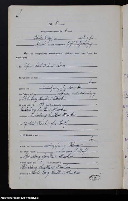 Obraz 17 z jednostki "Heirats-Haupt-Register Nr 1 - 44"