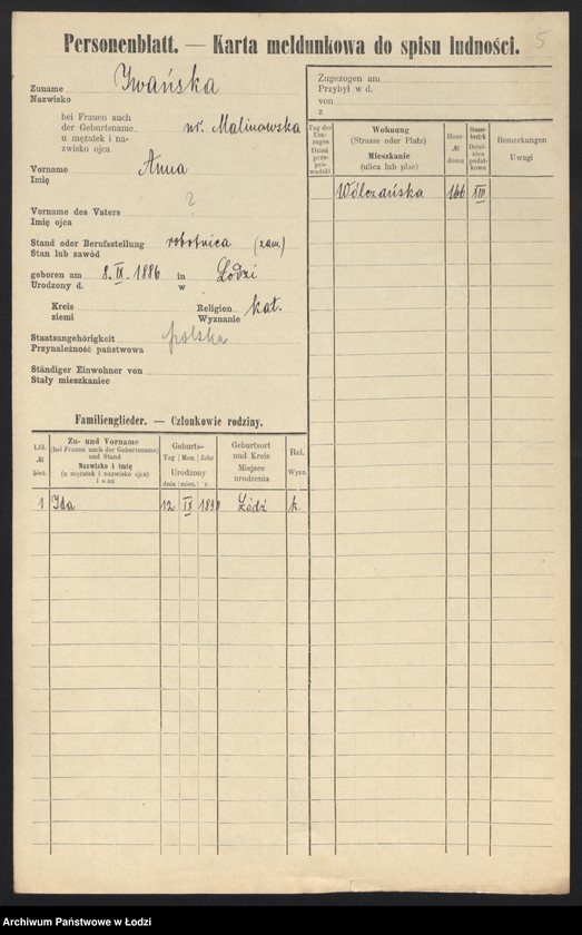 Obraz 7 z jednostki "[Spis ludności Łodzi] Iwanowicz - Izydorowicz"