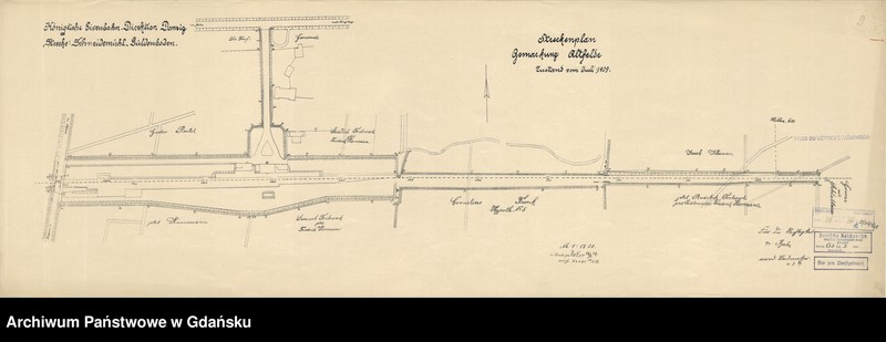 image.from.unit.number "Königliche Eisenbahn-Direktion Danzig. Stecke: Schneidemühl Güldenboden. Streckenplan Gemarkung Altfelde. Zustand vom Juli 1909"