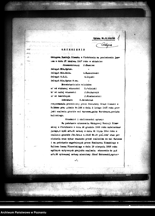 Obraz 5 z jednostki "Regulacja hipoteczna scalonych gruntów we wsi Warszów powiatu kaliskiego"