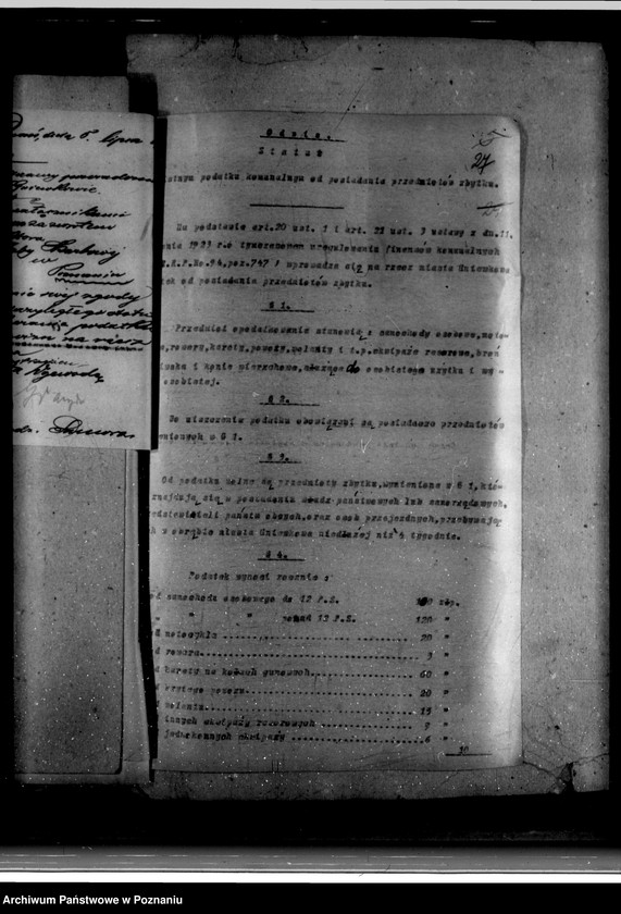 Obraz 7 z jednostki "Miasto Gniewkowo Podatki komunalne /ustawa z dnia 11.8.1923 Dz. URP nr 94 poz. 747/"