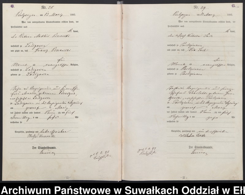 Obraz 19 z jednostki "Sterbe-Haupt-Register des Königlichen Preussischen Standes-Amtes Belzonzen Kreis Johannisburg"