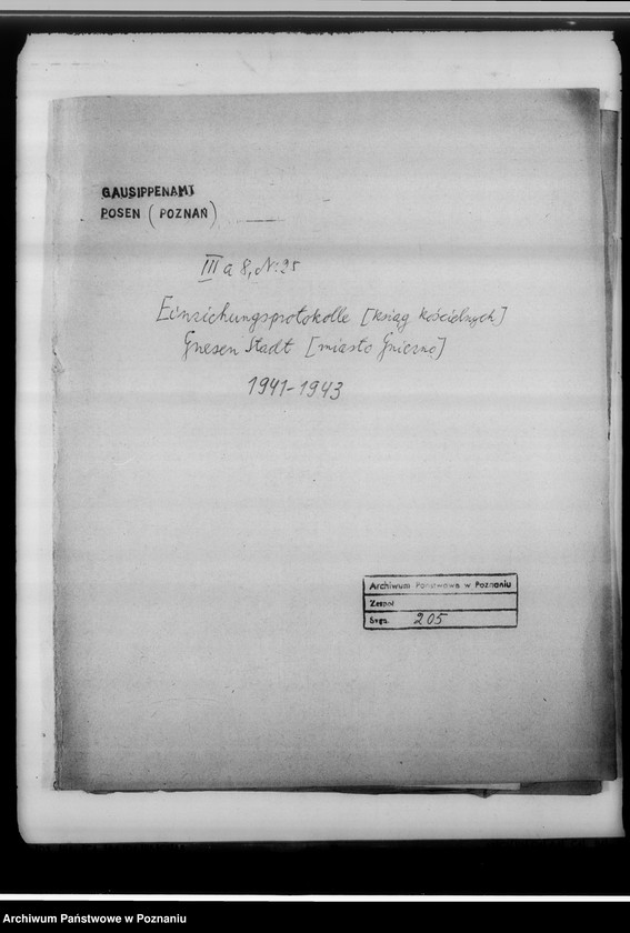 Obraz 4 z jednostki "Einziehungsprotokolle [ksiąg kościelnych] Gnesen-Stadt [miasto Gniezno]"