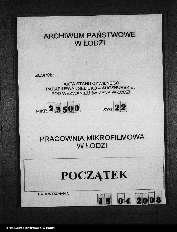 Obraz 1 z jednostki "Akta urodzeń, małżeństw i zgonów"