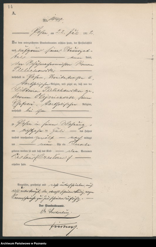 Obraz 16 z jednostki "Księga miejscowa urodzeń tom IV [Rejestr główny urodzeń]"