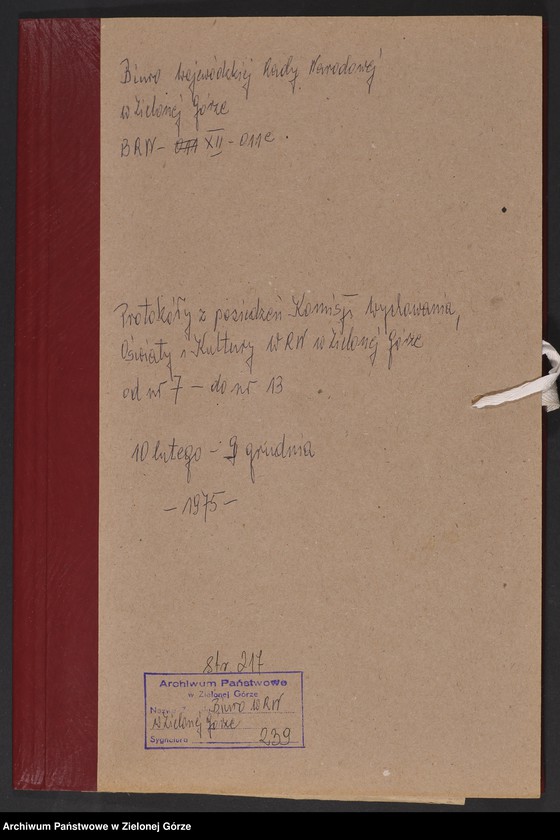 image.from.unit.number "Protokóły z posiedzeń Komisji Wychowania, Oświaty i Kultury Wojewódzkiej Rady Narodowej w Zielonej Górze; Nr 7 - 13"