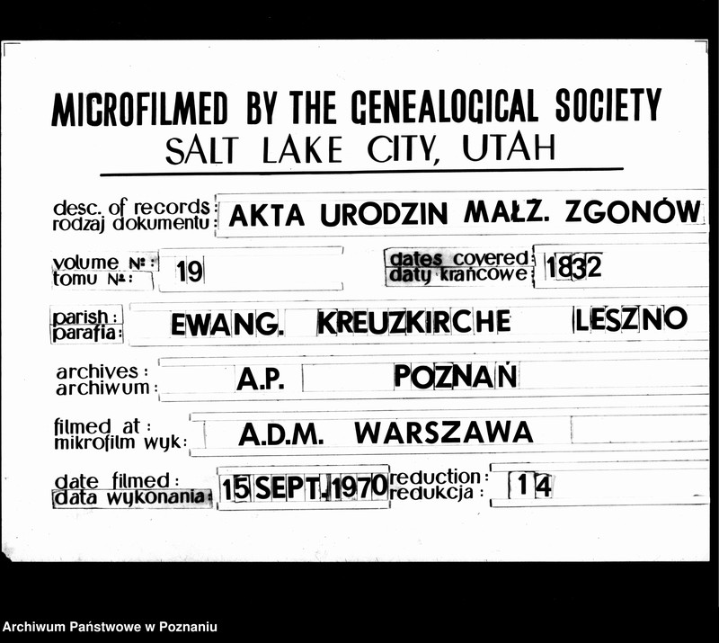 Obraz 1 z jednostki "Verzeichnis der Taufen, Begräbnisse u. Traungen"