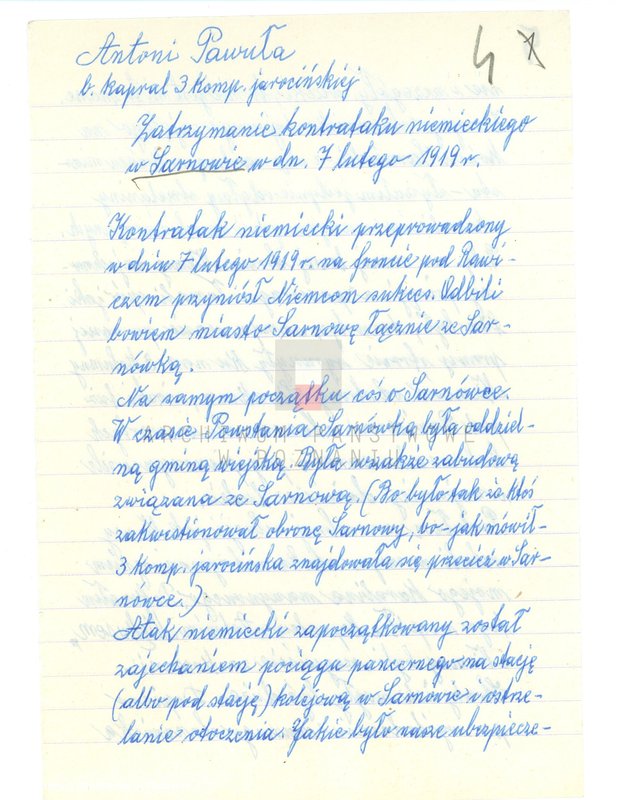 Obraz 12 z jednostki "Relacje i wspomnienia dotyczące powstania wielkopolskiego: 1. Sarnowa, powiat Rawicz, województwo poznańskie, 2. Skalmierzyce Nowe, powiat Ostrów Wielkopolski, 3. Studzieniec, powiat Chodzież, województwo poznańskie, 4. Słupia Kapitulna, powiat Rawicz, województwo poznańskie, 5. Sobiałkowo, powiat Rawicz, województwo poznańskie 6. Strzelno, powiat Mogilno, województwo bydgoskie 7. Sulmierzyce, powiat Szamotuły, województwo poznańskie 8. Szczepankowo, powiat Szamotuły. ..uwagi2"