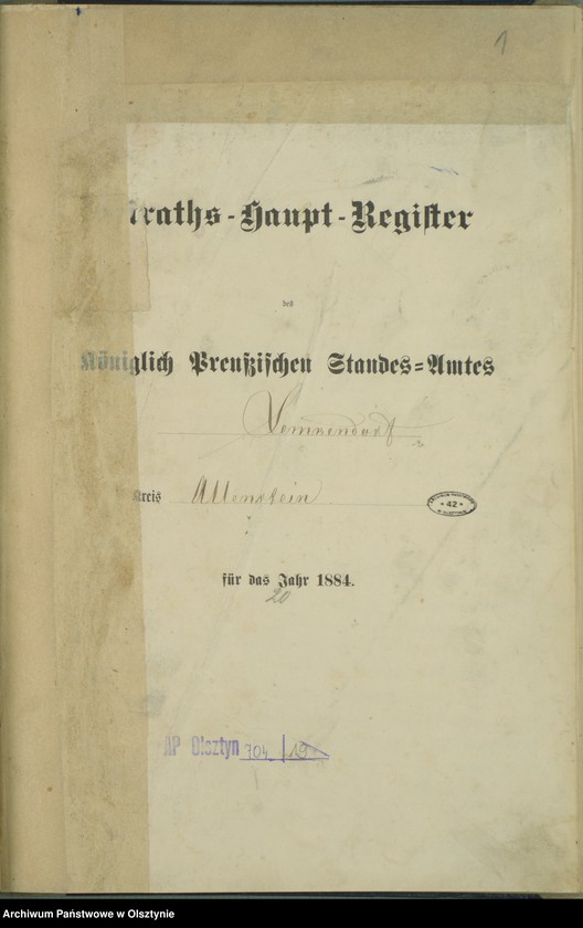 image.from.unit.number "Heiraths-Haupt-Register Nr 1 - 22"