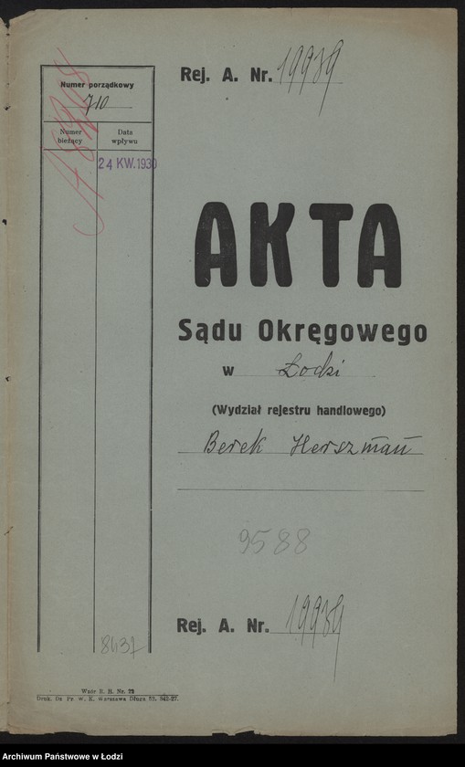 Obraz 2 z jednostki "Berek Herszman- sprzedaż towarów manufakturowych"