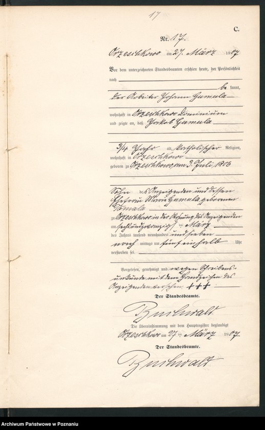 Obraz 20 z jednostki "Sterbe-Neben-Register"