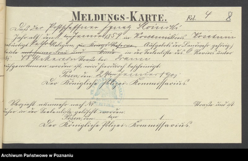 Obraz 10 z jednostki "Die von den Verlobten beigebrachten Urkunden zur Eheschliessung pro 1901. Vol IV"