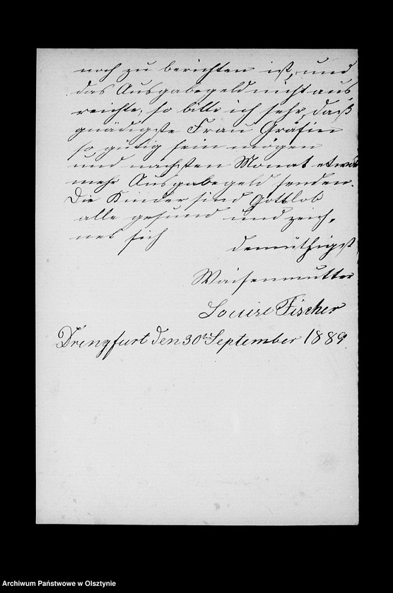 image.from.unit.number "/Monatsberichte der Weisenmutter Louise Fischer u. ihrer Tochter in Drengfurth- Vorstadt an Anna Gfin Lehndorff geb. Hahn/"