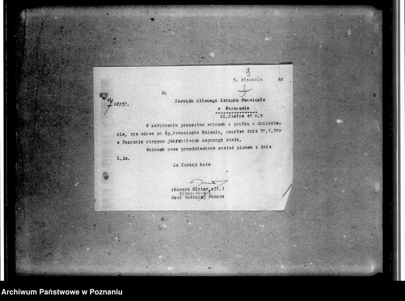 image.from.unit.number "Korespondencja w sprawach personalno - organizacyjnych dotycząca m.in. udzielania pomocy w zatrudnieniu, otrzymaniu mieszkania i pomocy materialnej"