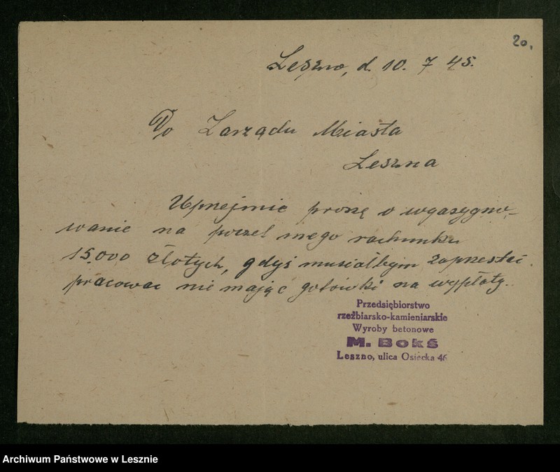 Obraz 18 z jednostki "[Sprawy budowy pomnika upamiętniającego poległych żołnierzy radzieckich i polskich, ufundowanie pamiątkowej tablicy w miejscu rozstrzelania 21 Polaków 21 X 1939 r., sprawy dbania o cmentarze i mogiły żołnierzy]"