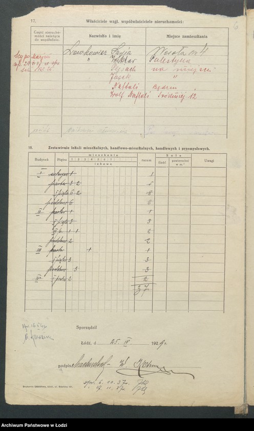 Obraz 8 z jednostki "Księga inwentarzowa nieruchomości m. Łodzi ul. Wieńcowa"