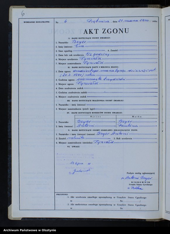 image.from.unit.number "Księga akt zgonu Nr 1 - 19, 1 - 25, 1-31, 1-35, 1-13, 1-22, 1-33; /przepisana w języku polskim z oryginału niemieckiego w dniach 14.07.1961 - 18.07.1961/"