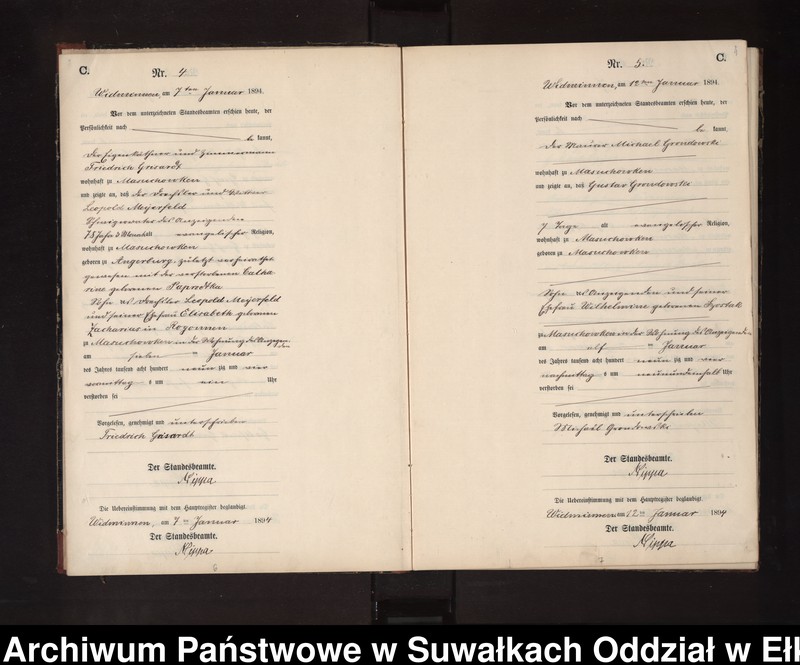Obraz 7 z jednostki "Sterbe-Neben-Register des Preussischen Standes-Amtes Widminnen Kreis Loetzen"