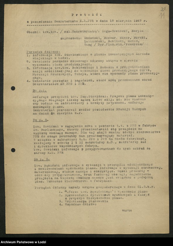 Obraz 12 z jednostki "Protokoły z posiedzeń Sekretariatu KŁ"