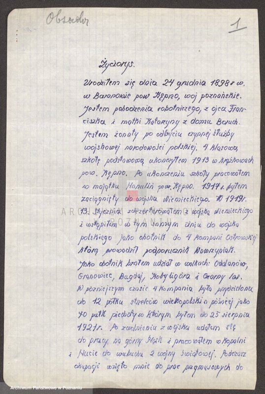 Obraz 16 z jednostki "Życiorysy powstańców wielkopolskich: O /Obsada Jan - Oźga Florian/."