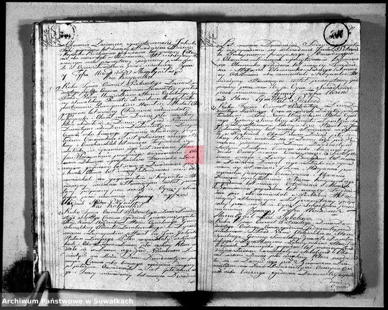 image.from.unit.number "Księga aktu urodzonych gminy suwalskiey, powiatu dąbrowskiego w departamencie łomżyńskim od dnia 1 maja 1815 do 1 maja 1816"