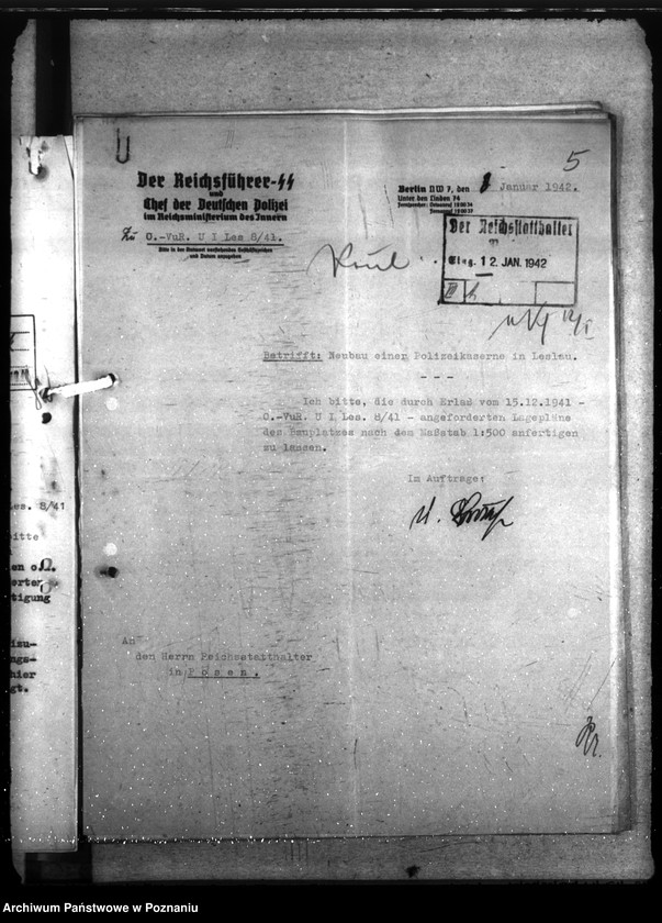 Obraz 13 z jednostki "Neubau - Polizeikaserne Leslau"