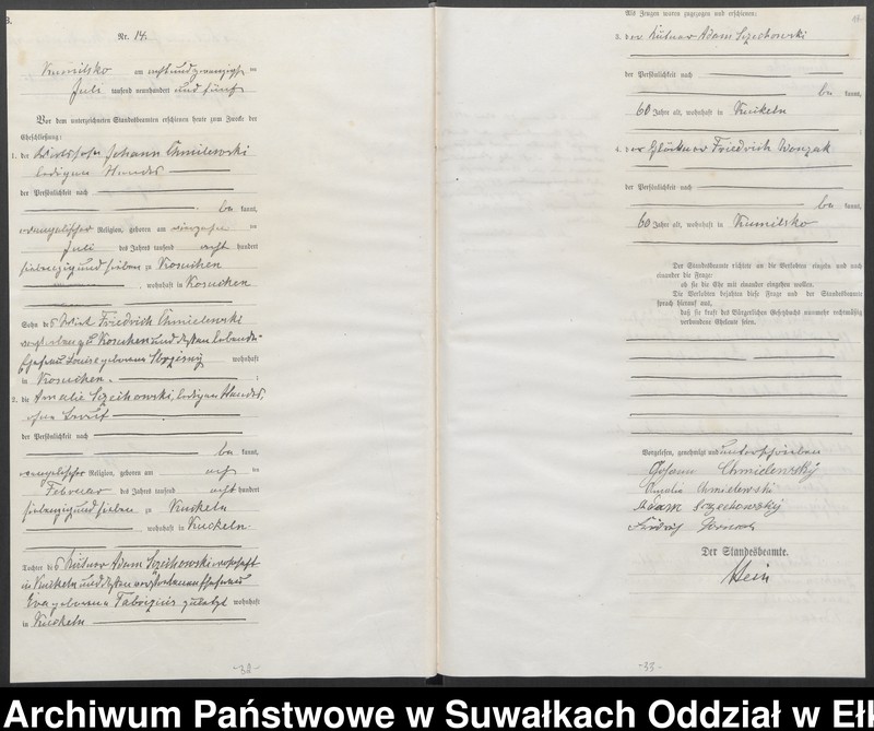 image.from.unit.number "Heirats-Haupt-Register des Königlichen Preussischen Standes-Amtes Kumilsko Kreis Johannisburg"