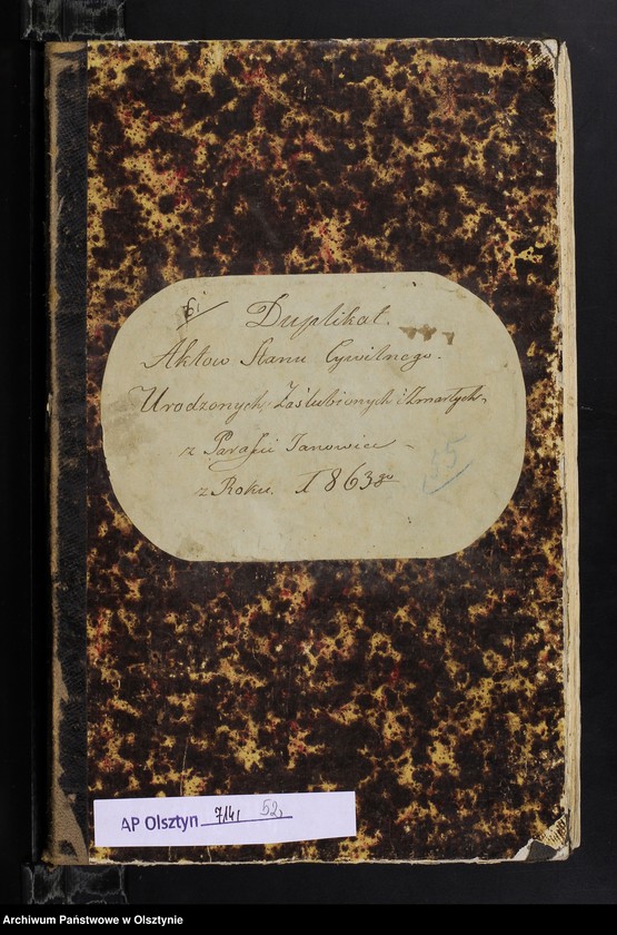 image.from.unit.number "Duplikat Aktow Stanu Cywilnego. Urodzonych, Zaślubionych i Zmarłych, z Parafii Janowiec z Roku 1863-go"